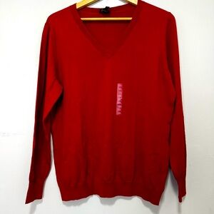 Solid Red V Neck Sweater